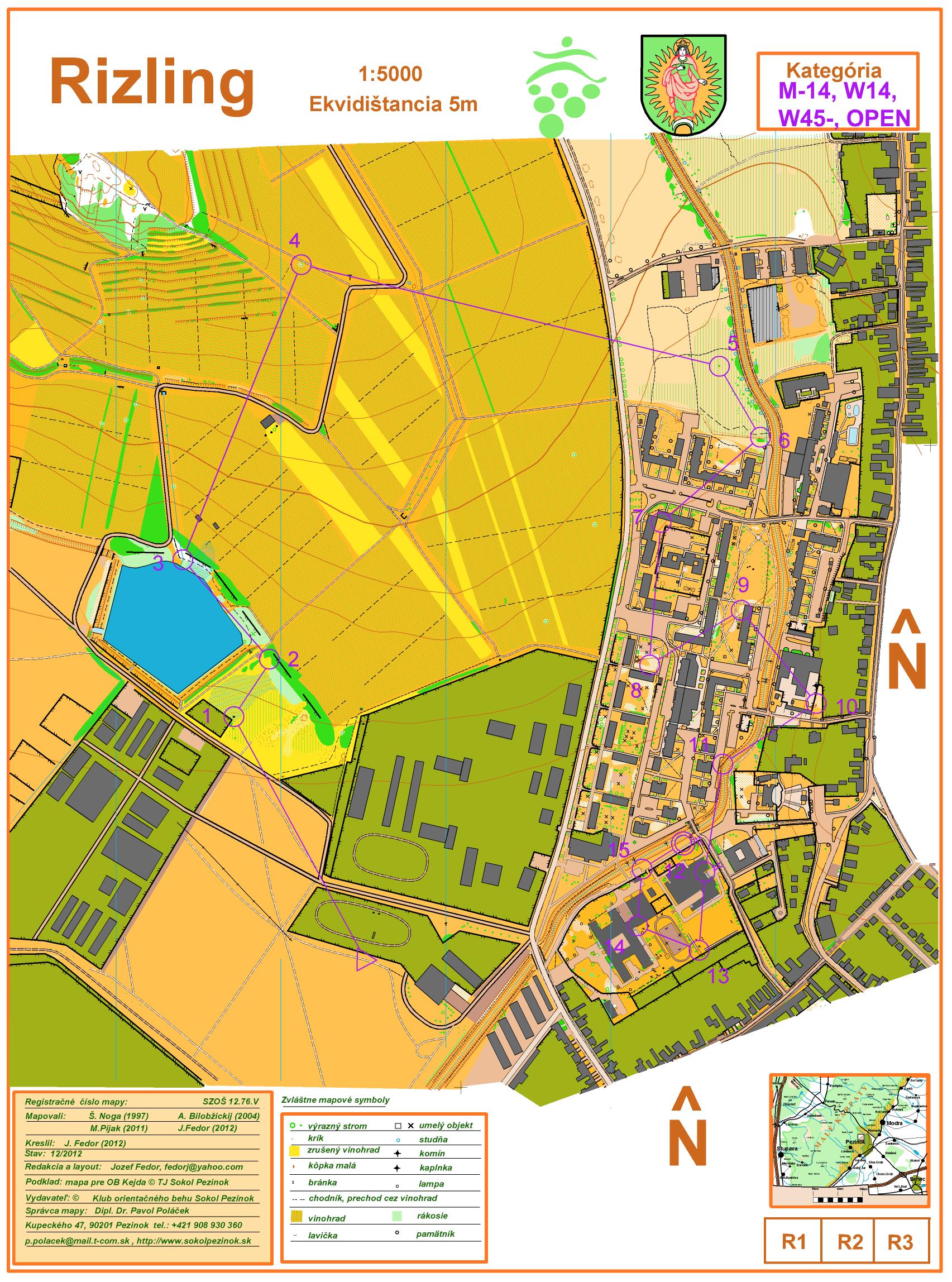 Mapa s traťou M-14, W-14, W45-, Open ako jpg